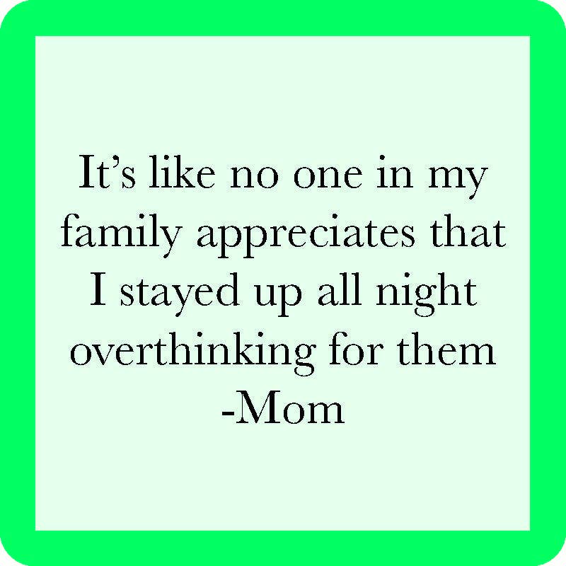 COASTER Overthink Mom | Funny Gift | Home Bar Decor