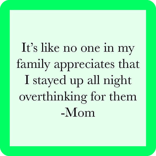 COASTER Overthink Mom | Funny Gift | Home Bar Decor