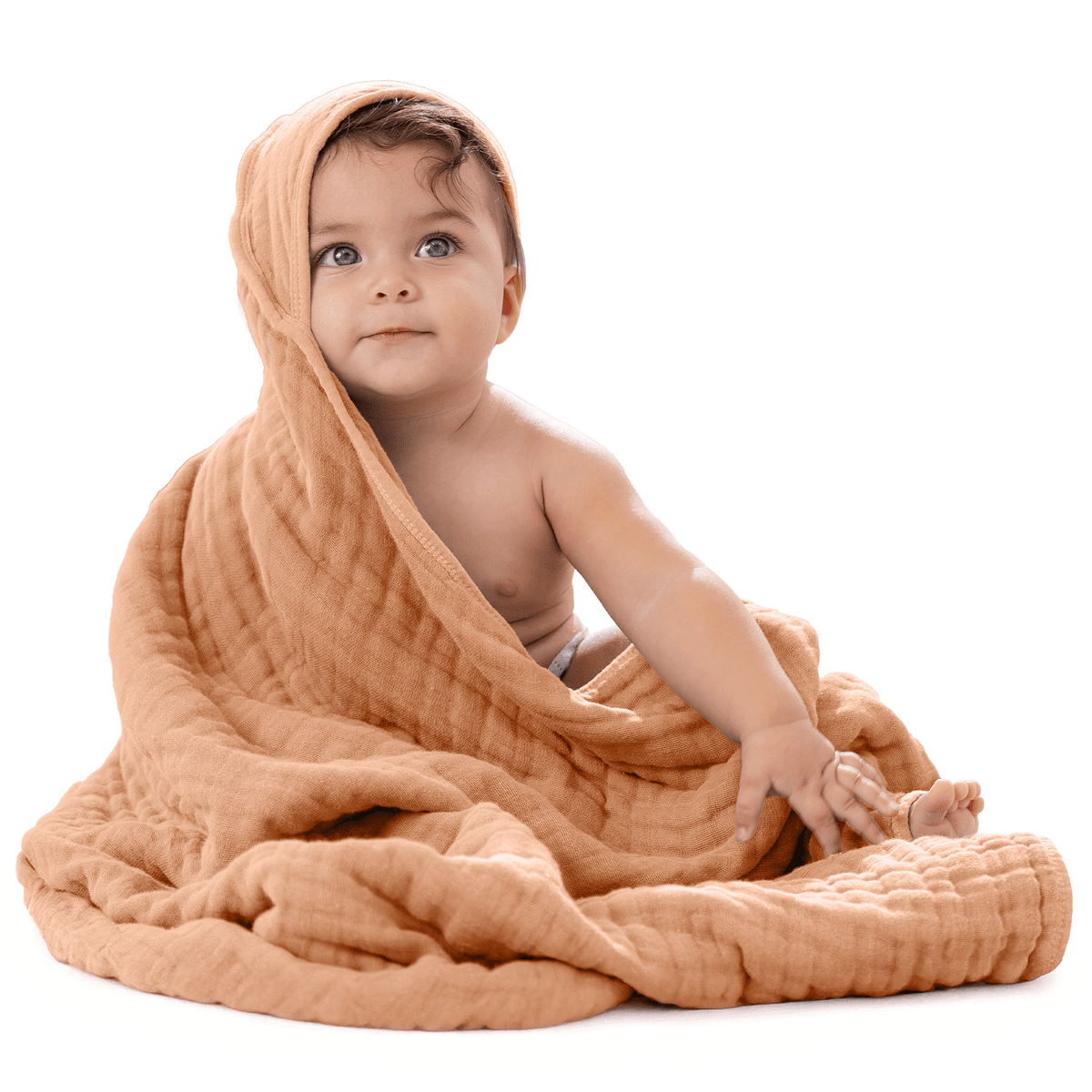 Hooded Baby Towel, 6 Layer 100% Muslin Cotton by Comfy Cubs