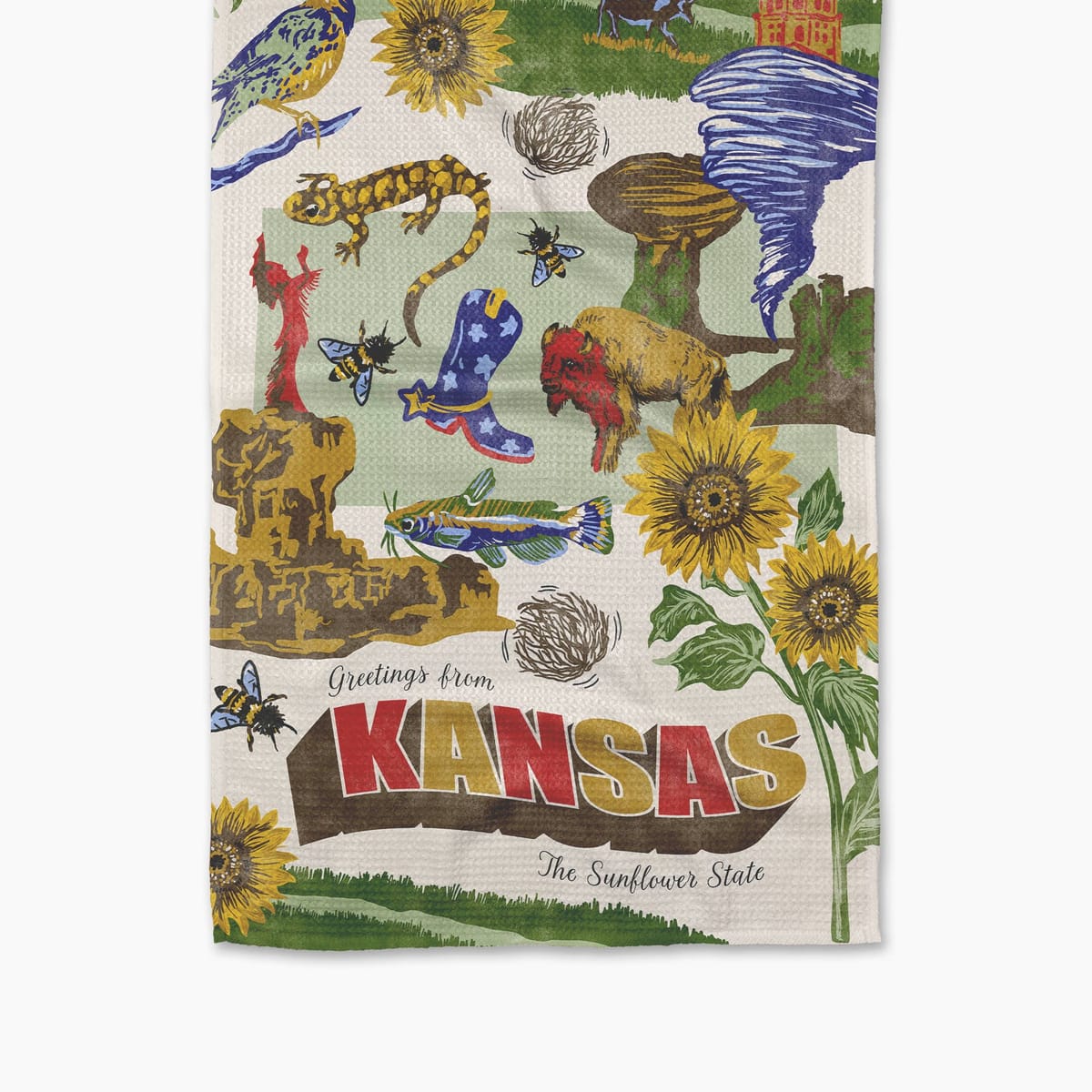 Greetings From Kansas Tea Towel