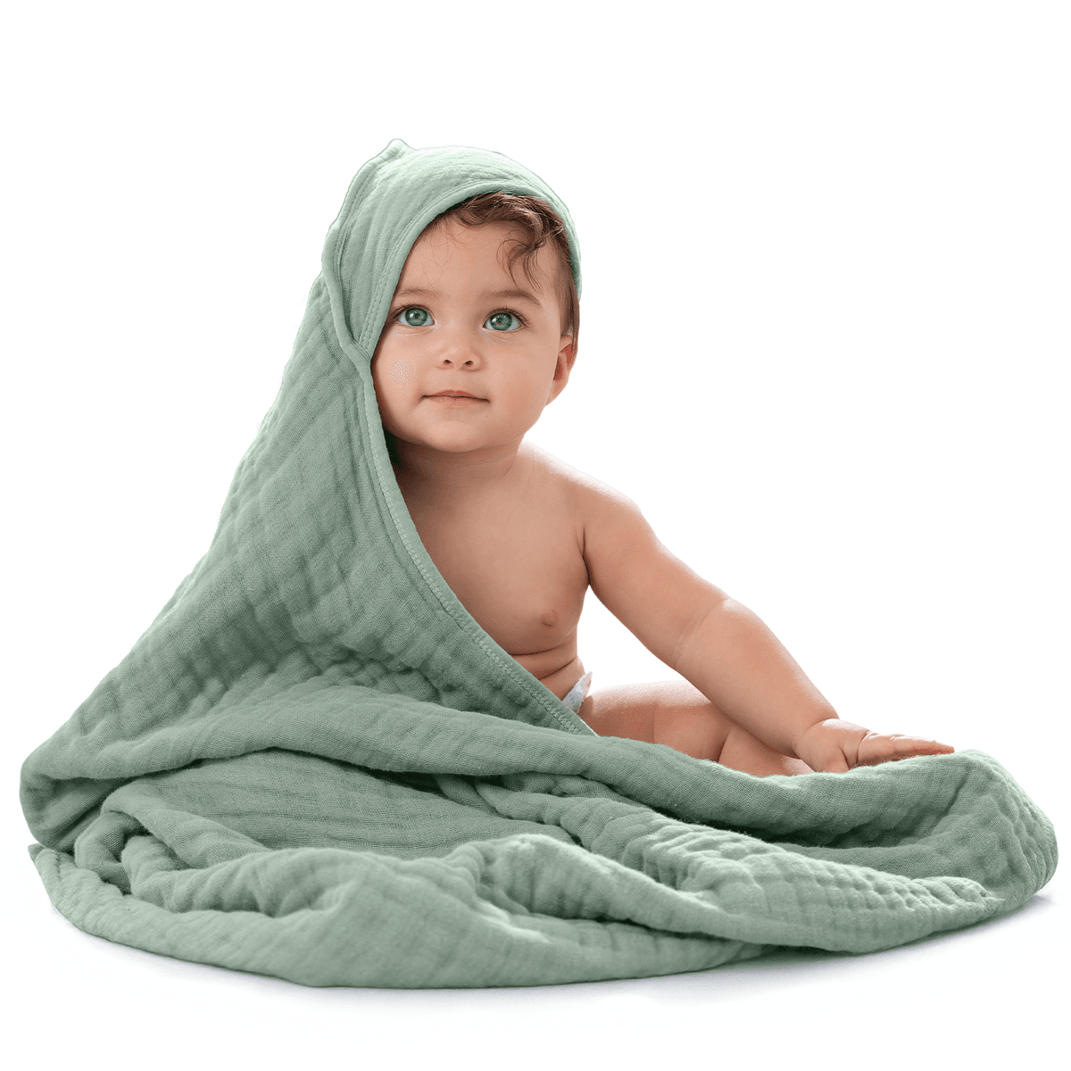 Hooded Baby Towel, 6 Layer 100% Muslin Cotton by Comfy Cubs