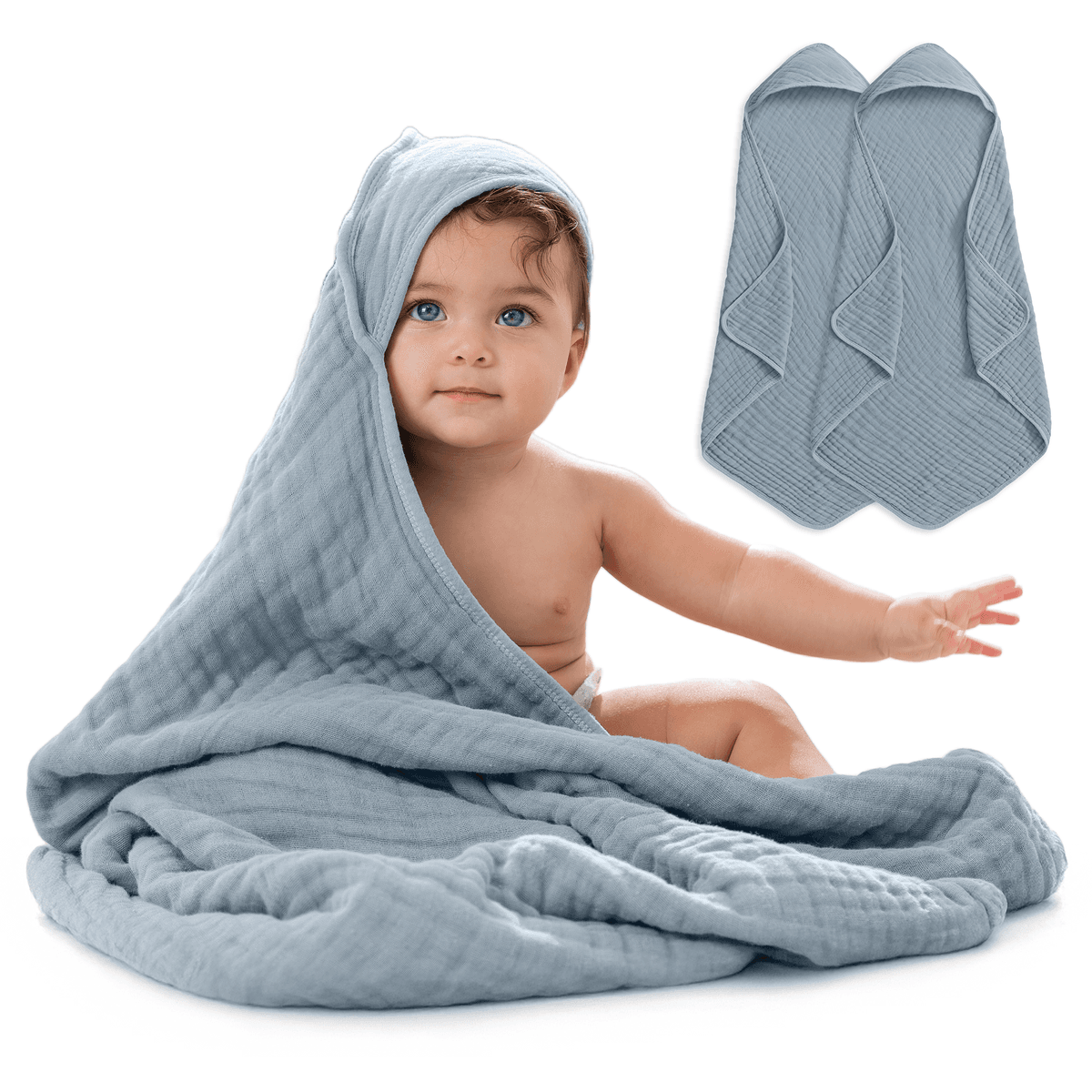 Hooded Baby Towel, 6 Layer 100% Muslin Cotton by Comfy Cubs