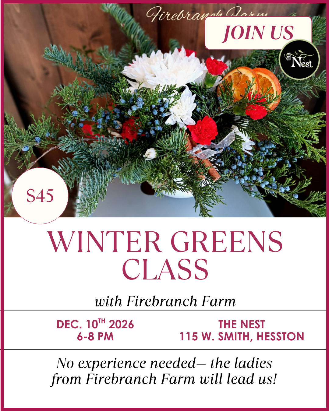 Winter Greens Workshop at Thu, Dec 10, 2026 06:00 PM CST