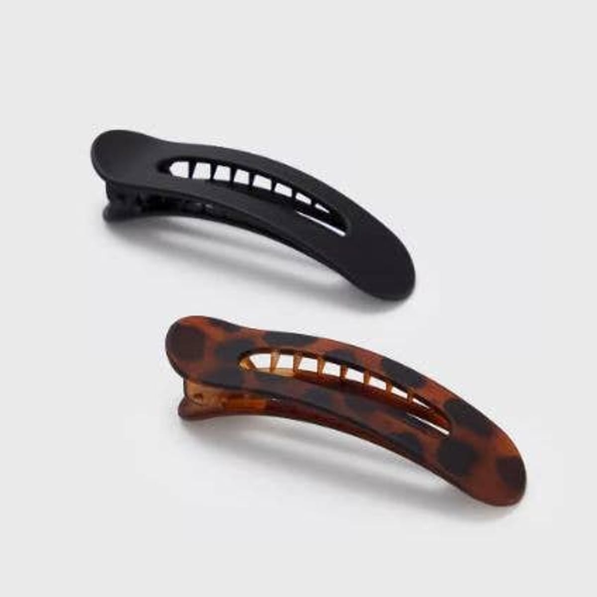 Flat Lay Claw Clip 2pc Flat - Black & Tort