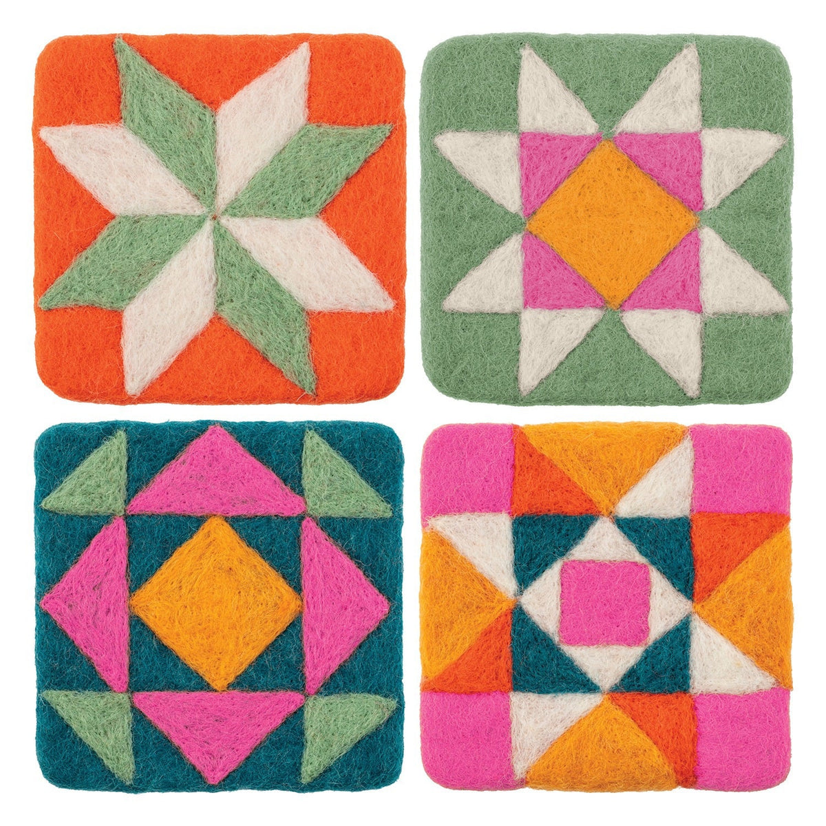 FELT COASTERS S4 QUILT BLOCKS (F26)