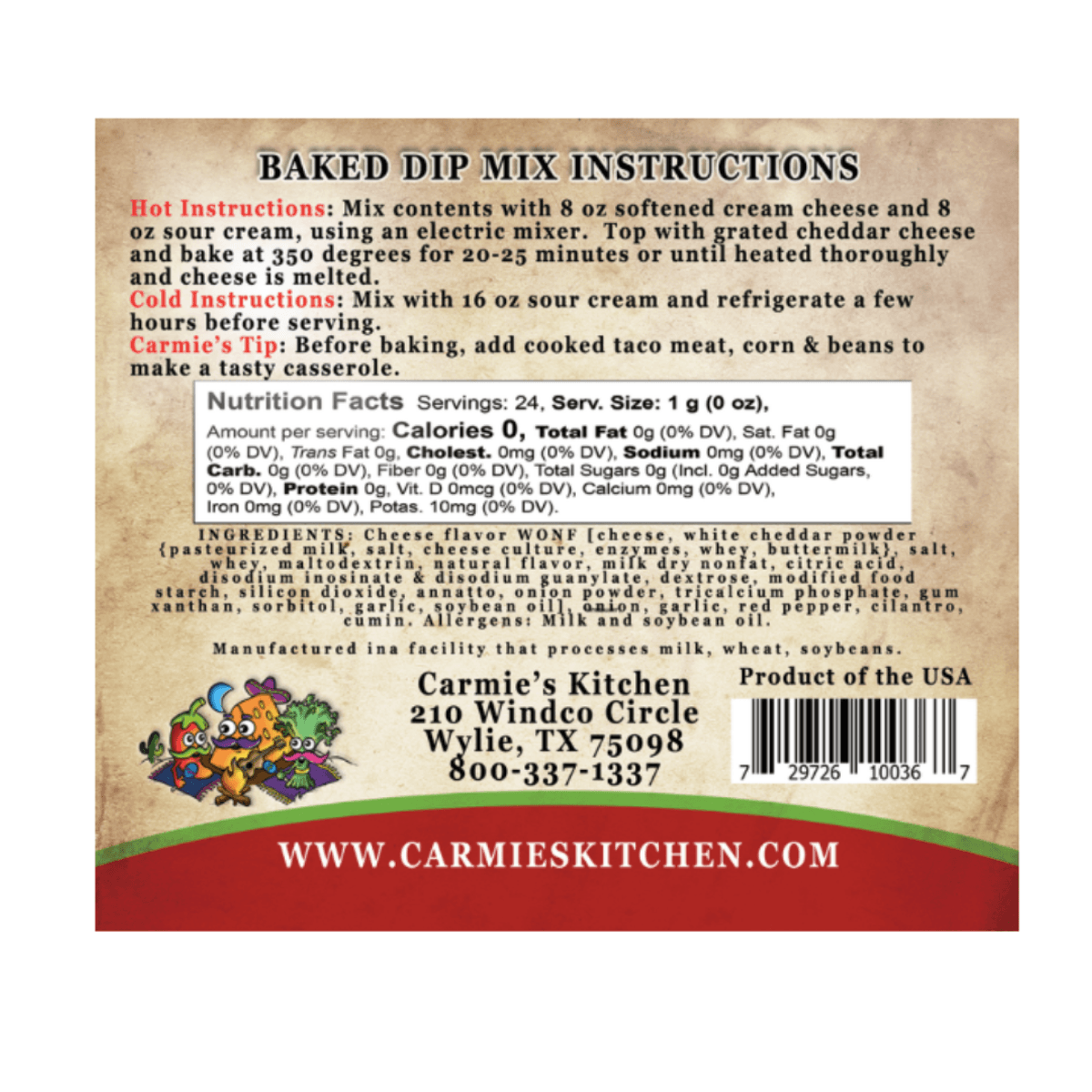 Carmie's Dip and Cheeseball Mixes